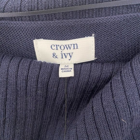 CROWN & IVY Navy Blue Turtleneck Essential Signature Sweater Medium New - Picture 4 of 4